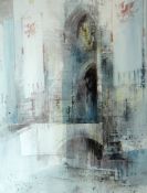 WILLIAM SELWYN watercolour - King's Gate, Caernarfon Castle flanked by Welsh Dragon banners, signed,