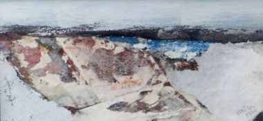 VINCENT WILSON mixed media entitled verso 'Hill side in January', signed and dated 1980, 3.5 x 7 ins