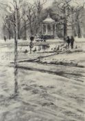 JANE CORSELLIS charcoal on paper - entitled on Bankside Gallery label verso 'Light Snow,