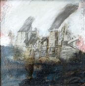 JACK CRABTREE mixed media - industrial buildings, signed and entitled verso 'Valleys Landscape',