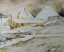 EVELYN BREARLEY mixed media - entitled verso 'Snows on Blaenavon', signed, 15.75 x 19ins (40 x