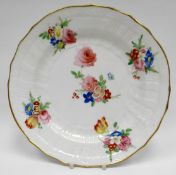 SWANSEA porcelain - dessert plate with wavy rim, the border embossed with a narrow continuous band