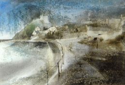 WILLIAM SELWYN watercolour - western view of Criccieth Castle with Marine Walk, signed, 15.25 x 23.