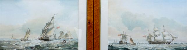 BARRY CLACK pair of watercolours - marine scenes, the first a merchant ship in full sail, pursued by