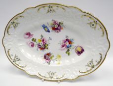 SWANSEA porcelain - oval dish of alternating lobed form with a floral moulded border, moulded and