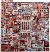 JOHN UZZELL EDWARDS mixed media on canvas - large abstract composition from the Welsh quilt series