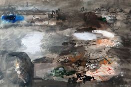 JOHN PIPER watercolour - semi-abstract from the Pembrokeshire series, signed, 14 x 20.5 ins (35 x 53