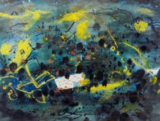 JOHN PIPER 1984 screen-less offset lithograph by Adrian Lack, Senecio Press - 'A Welsh Hill Farm (