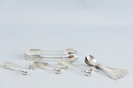 A set of six unboxed silver coffee spoons, 2 ozs, Sheffield 1944, a Victorian silver bright cut