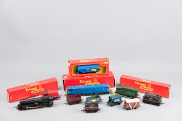 A Triang R157 diesel railcar with seats, R158 trailer car, R334 centre car (all boxed), a Triang '