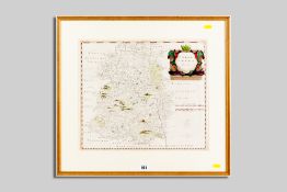 ROBERT MORDEN coloured and tinted map of Shropshire, 37 x 43 cms to margins