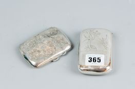 A silver cigarette case with Oriental bird and floral exterior pattern, 2.5 ozs, Birmingham 1880 and