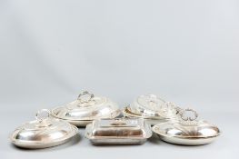 A parcel of six electroplated lidded entree dishes