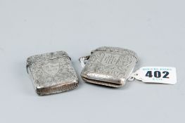 Two silver bright cut vestas, 1.5 ozs