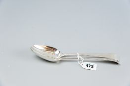A pair of Georgian silver tablespoons, the handles of plain tapered form, 4.6 ozs, London 1803