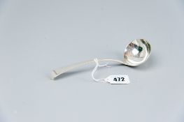 A Georgian silver sauce ladle with plain tapered handle, 1.5 ozs, London 1806