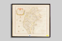 ROBERT MORDEN coloured and tinted map of Durham, 38 x 43 cms to margins and a coloured and tinted