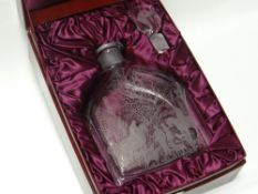 A limited edition cased Aleek Zaglo glass lead crystal decanter and stopper entitled 'The Meet' with