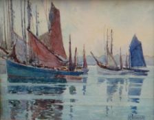 MAURICE PELLERIER watercolour - sailing boats, signed, 8.5 x 10.25ins (21 x 27cms)