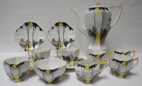 A fourteen-piece Shelley part-tea service in the 'Tall Trees' pattern