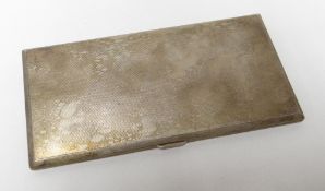 A machine-turned silver cigarette case with inscribed presentation to the gilt interior,