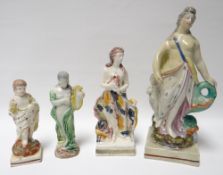 An early Staffordshire model of Venus, circa 1780, together with three further smaller early