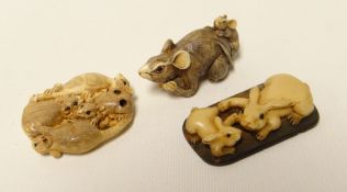 Three nicely carved animal netsukes, each signed