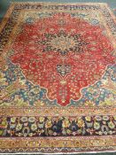 Persian Mashhad carpet medallion design, 382 x 285 cms