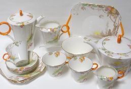 A fifty-piece Shelley tea and coffee-service with autumn landscape decoration