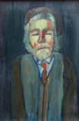 GUTA VARDY oil on board - standing bearded gentleman, possibly a school-master, signed, 29 x