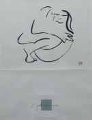 JOHN LENNON print - posthumous issue with Yoko and John doodle, 35 x 23ins (91 x 60cms)