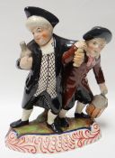 A Staffordshire model 'The Parson and the Curate' on their inebriated walk home with lantern and
