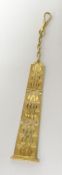 An 18ct yellow gold bright-cut three fold tapered fob, 16.6gms