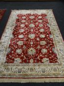 Red Kashmir carpet Ziegler design, 290 x 294 cms