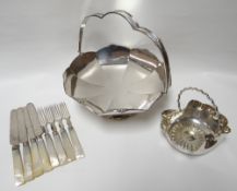 A parcel of EPNS comprising two baskets and flatware