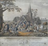 AFTER WOLSTENHOLME coloured antique engraving - entitled 'The Death of Tom Moody' and with written