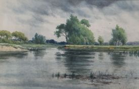 JOHN AUGUSTUS THELWELL watercolour - river scene, signed, 13.25 x 20.5ins (34 x 52cms)