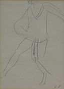DAME LAURA KNIGHT RA pencil on paper - sketch of ballet performing figure, signed with initials, 8.5