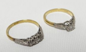 Two 18ct gold and diamond rings, 4.3gms