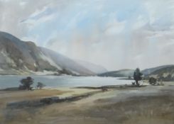 AUBREY PHILLIPS watercolour - North Wales estuary entitled verso, 'Tal-y-Llyn', artist's label