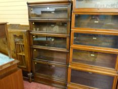 A five stack oak Globe Wernicke bookcase, 178.5 x 87 cms