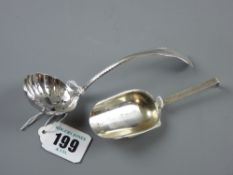 A silver sugar castor with attractive pierced and floral bowl and graduated curved handle, 0.7