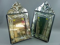 A pair of reproduction Italian style wall mirrors with easel stands, 53 x 30 cms