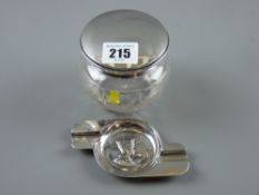 A small silver Edward VIII commemorative ashtray, 0.95 ozs, Birmingham 1936 and a cut glass bowl