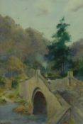 ISAAC COOKE watercolour - early depiction of Llanrwst Bridge, signed and with original label verso
