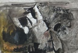 LESLIE MOORE watercolour - entitled verso 'Gower Landscape', signed and dated 1964, 37 x 53cms