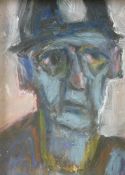 MIKE JONES oil - portrait study, head and shoulders of a collier, signed and dated verso 2003, 18.