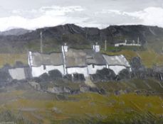 WILF ROBERTS oil on canvas - Anglesey cottages, signed and dated 2006 and entitled verso 'Tan-y-