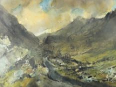 WILLIAM SELWYN watercolour - dramatic evening scene, Nant Peris, signed, 51 x 74 cms