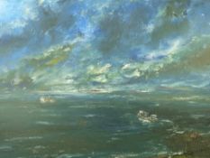 IWAN GWYN PARRY oil - entitled 'Old Pier at Colwyn Bay' (probably referring to the jetty at